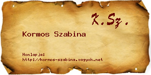 Kormos Szabina névjegykártya